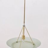 Suspension en verre gravé et laiton