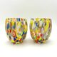 Set of 6 blown glass glasses with Murano murrine.