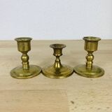 3 vintage gold brass candlesticks