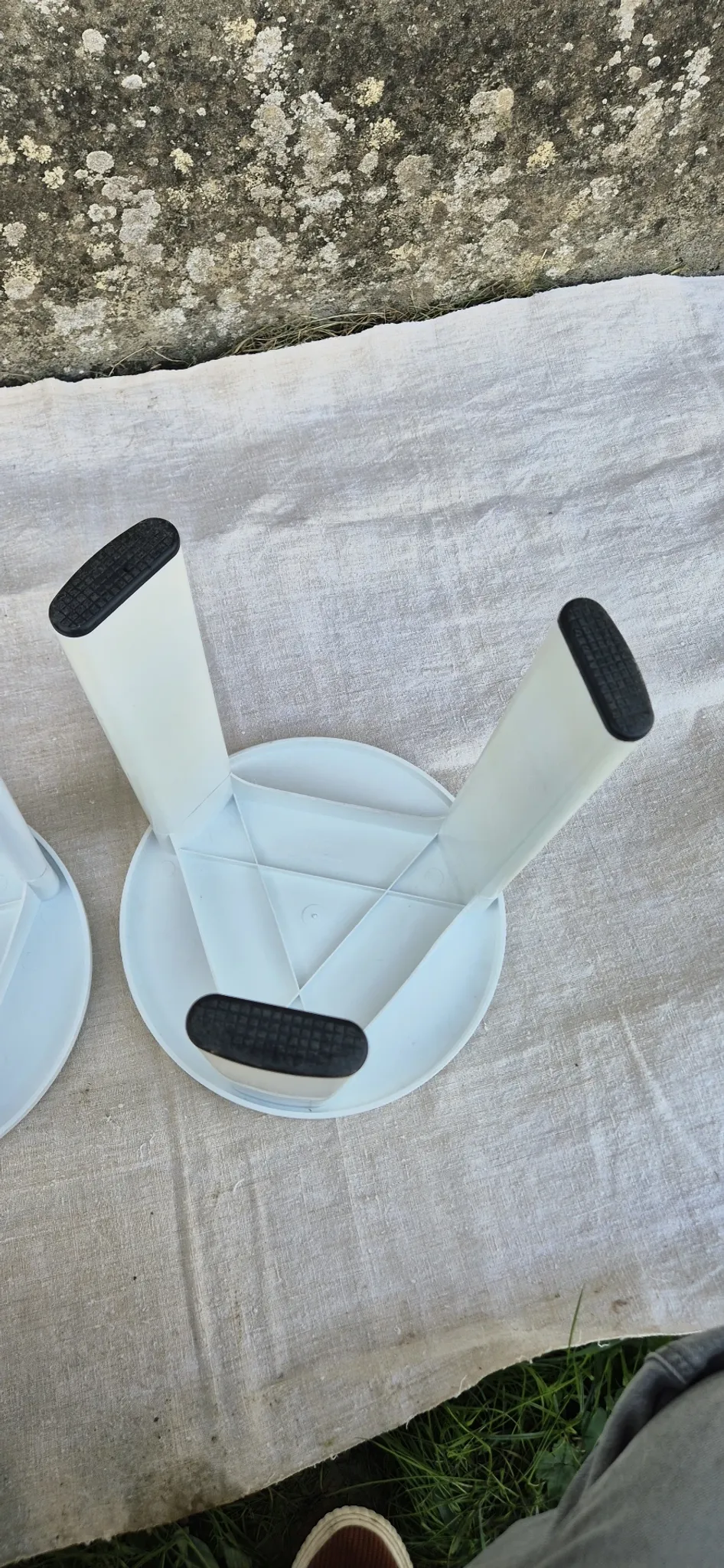 2 TATAY white plastic stools vintage 1970s