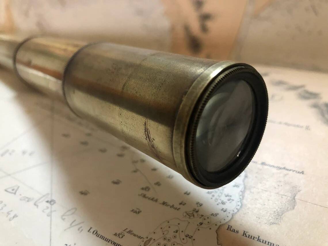 Old brass telescope from the 19th century