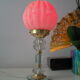 Art Deco lamp pink foot in cut crystal