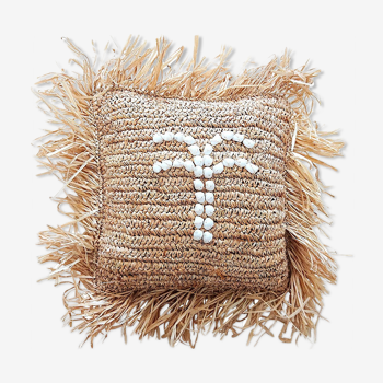 Shelly raffia cushion 40x40