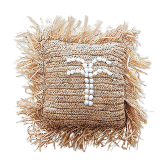 Shelly raffia cushion 40x40