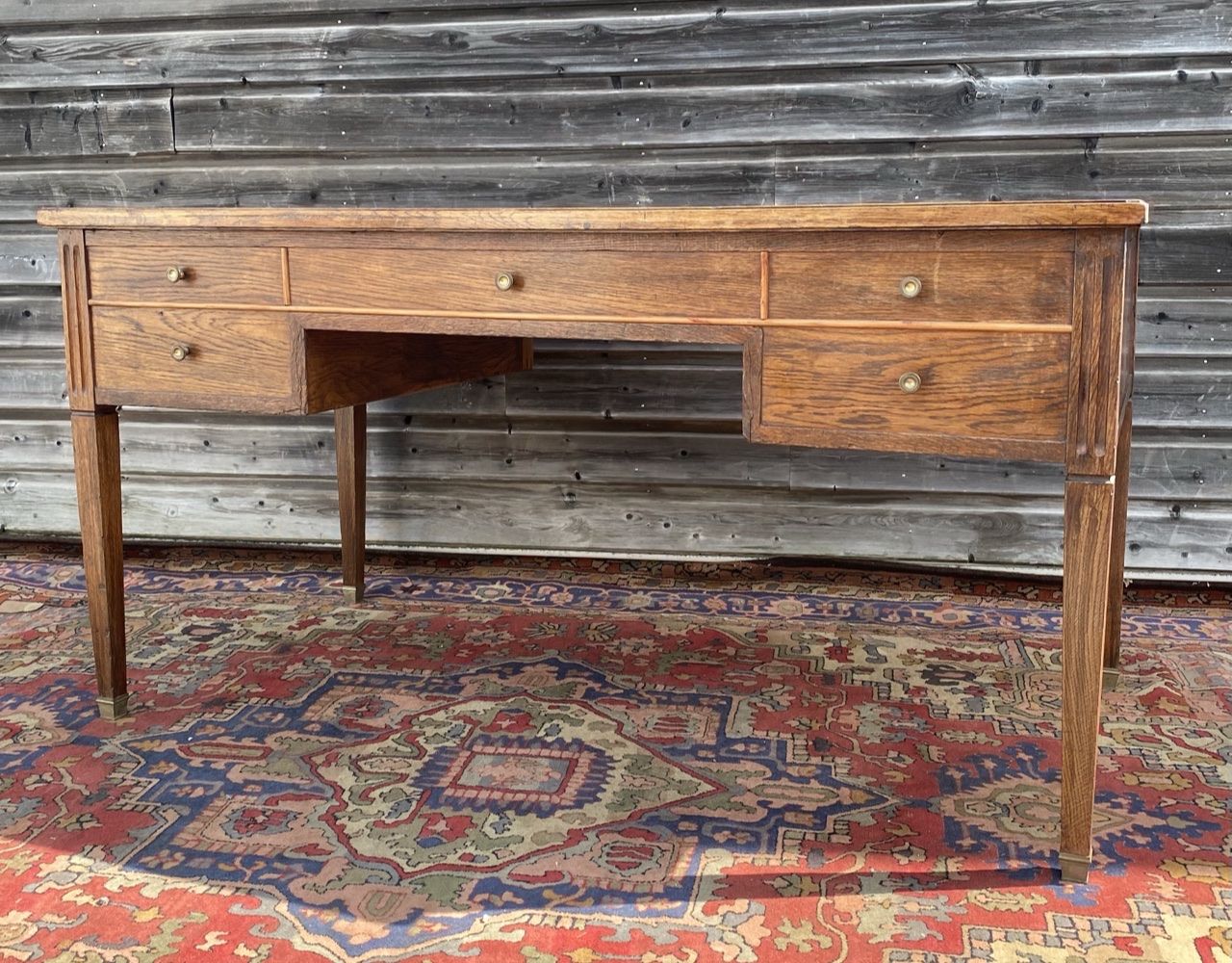 Flat desk double face in natural wood style  Louis XVI XIX eme century