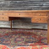 Flat desk double face in natural wood style  Louis XVI XIX eme century