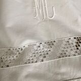 Old linen, sheet with lace and monogram MC