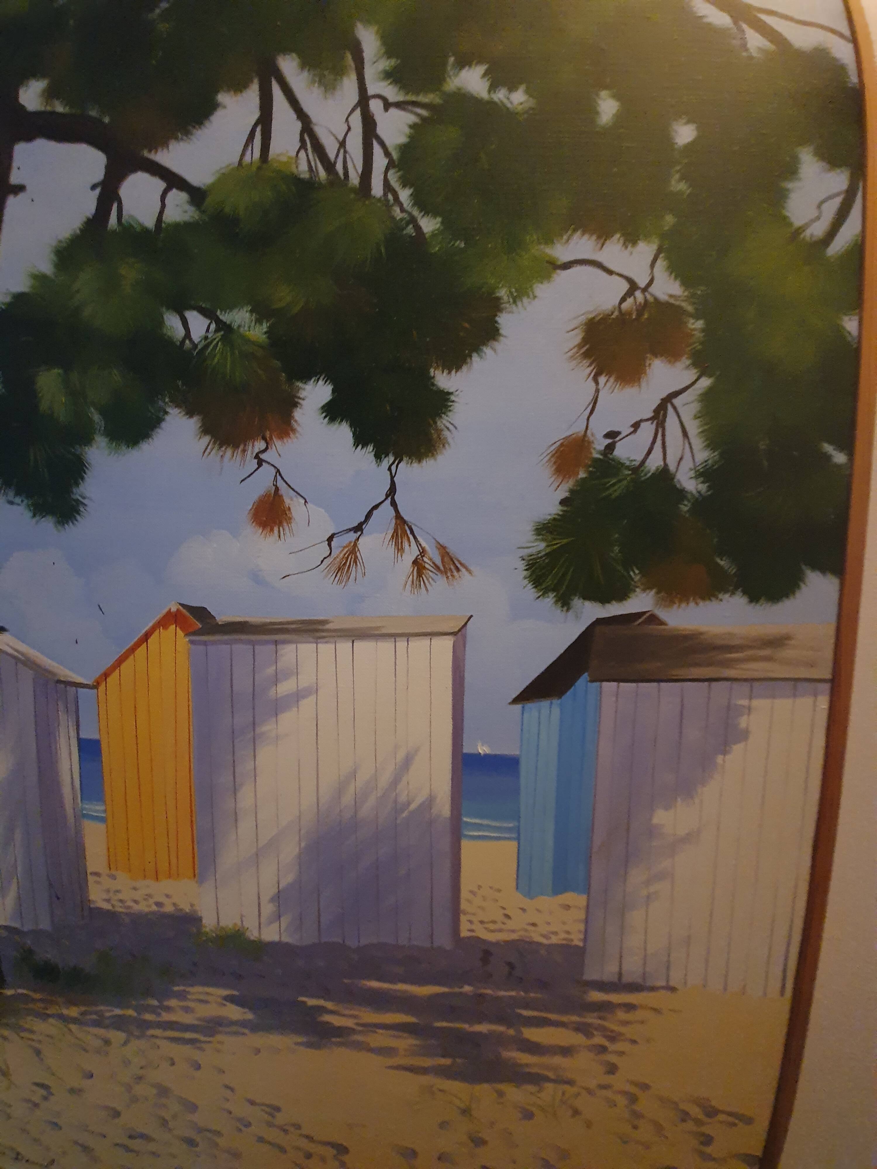 Tableau A l'ombre des pins à Oléron Henri Deuil 2002