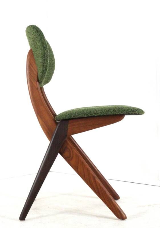 Set of 4 AwA Scissor Chairs - teak mid century modern - new upholstery