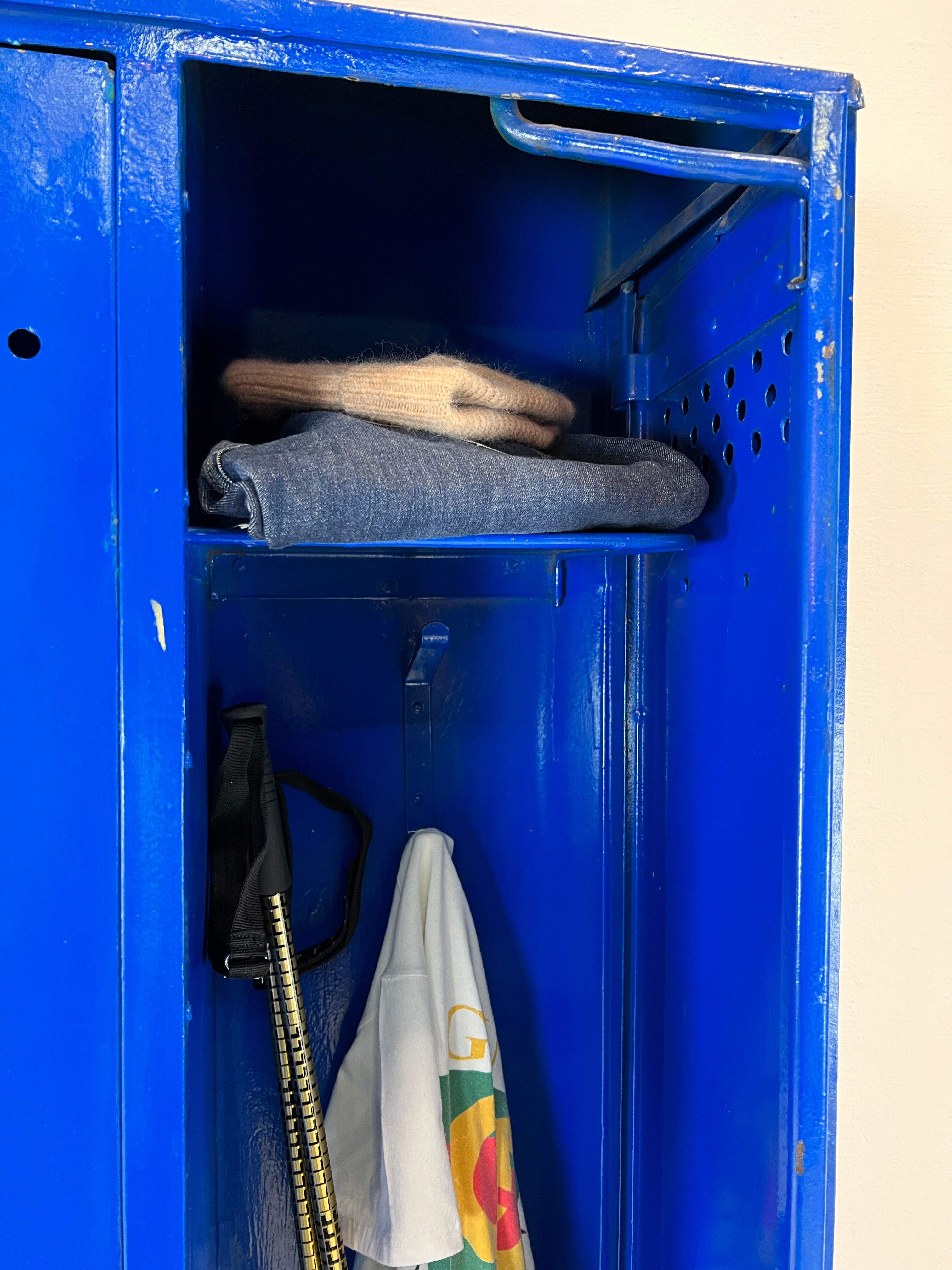 Metal locker with metal rivets