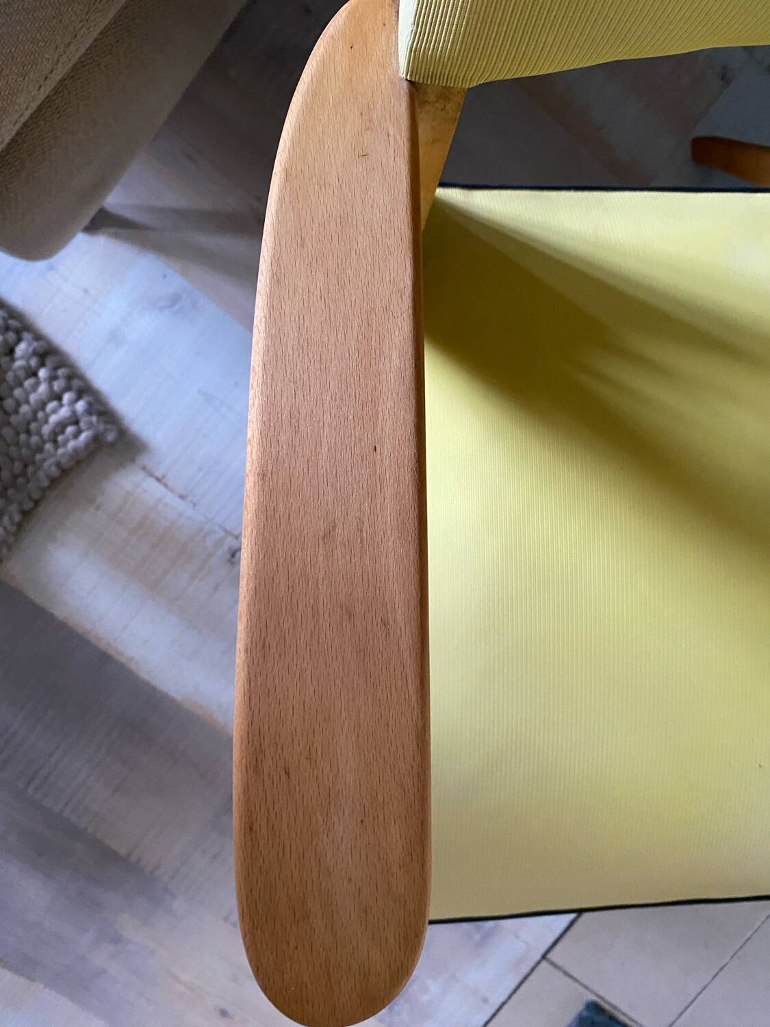 50s Yellow Skai Bridge Chair with Compass Legs