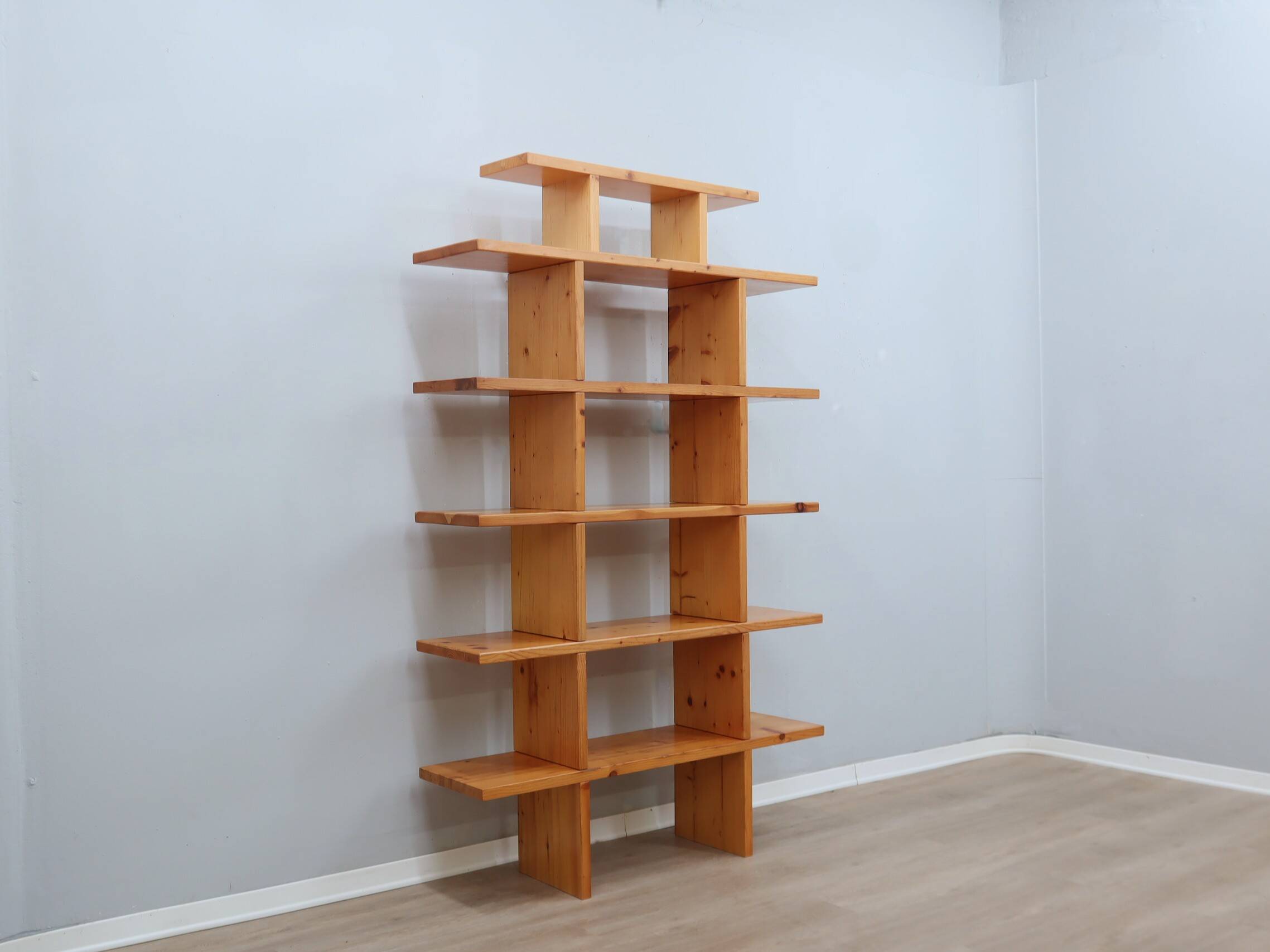 Ideal Form vintage modular bookcase natural larch wood 1970s