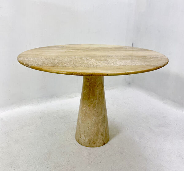 Table En Travertin Guéridon Guertin moderne Du milieu Du Siècle Italie Années 1970