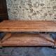 French antique work table in pitch pine – large workshop / draper's table, early 20th century