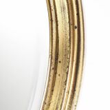 Large old oval gold leaf mirror, beveled, 64cm