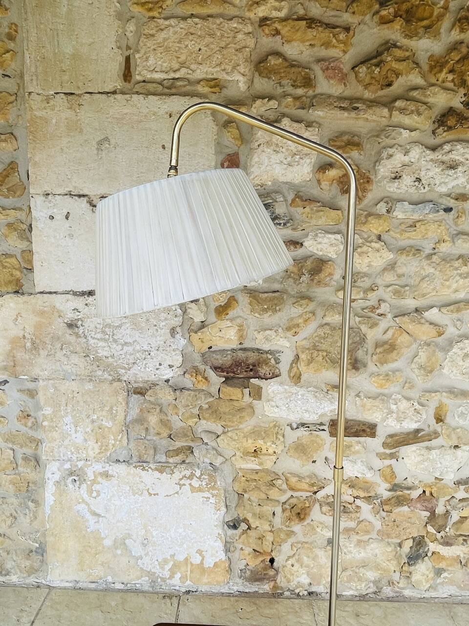 Vintage articulated floor lamp with shelf and magazine holder 1960s