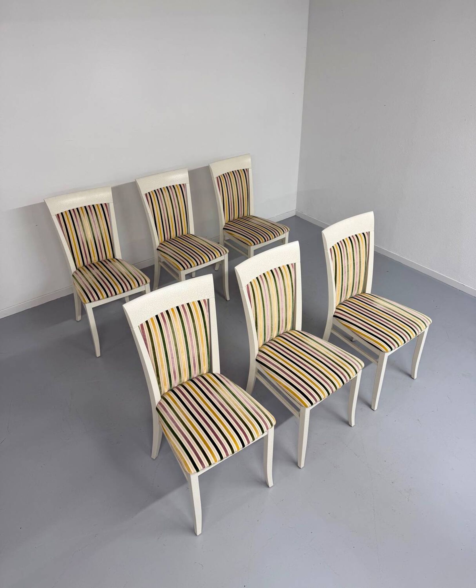 6 thonet gebruder designer chairs with crackle lacquer finish, 1980s vintage