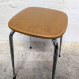 Tabouret en chrome et skaï marron