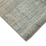 Handwoven oriental overdyed 176 cm x 241 cm grey patchwork carpet