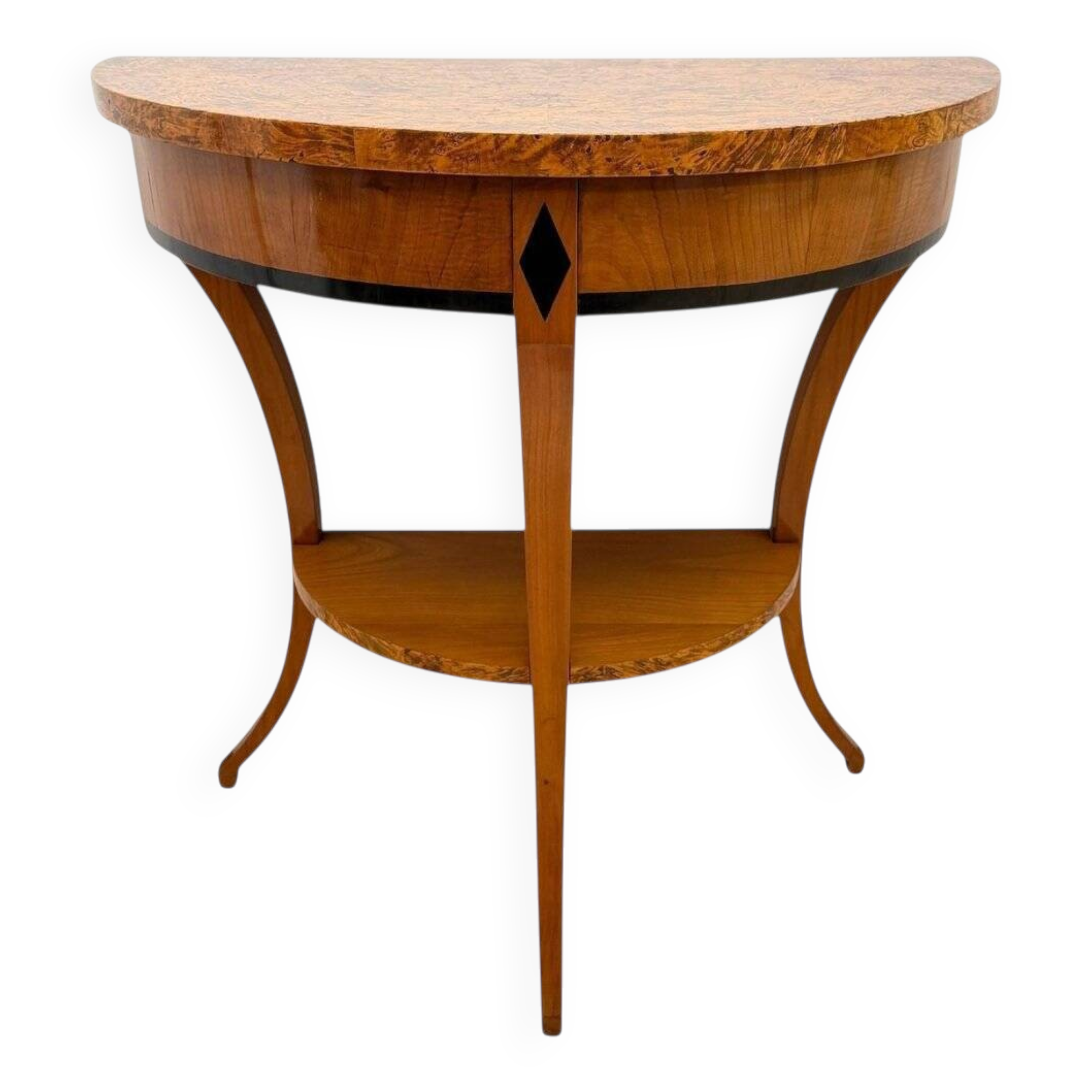 Biedermeier demi-lune console in cherry wood & birch wood, Franconia, 1830