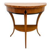 Console demi-lune Biedermeier en bois de cerisier et bois de bouleau, Franconie, 1830