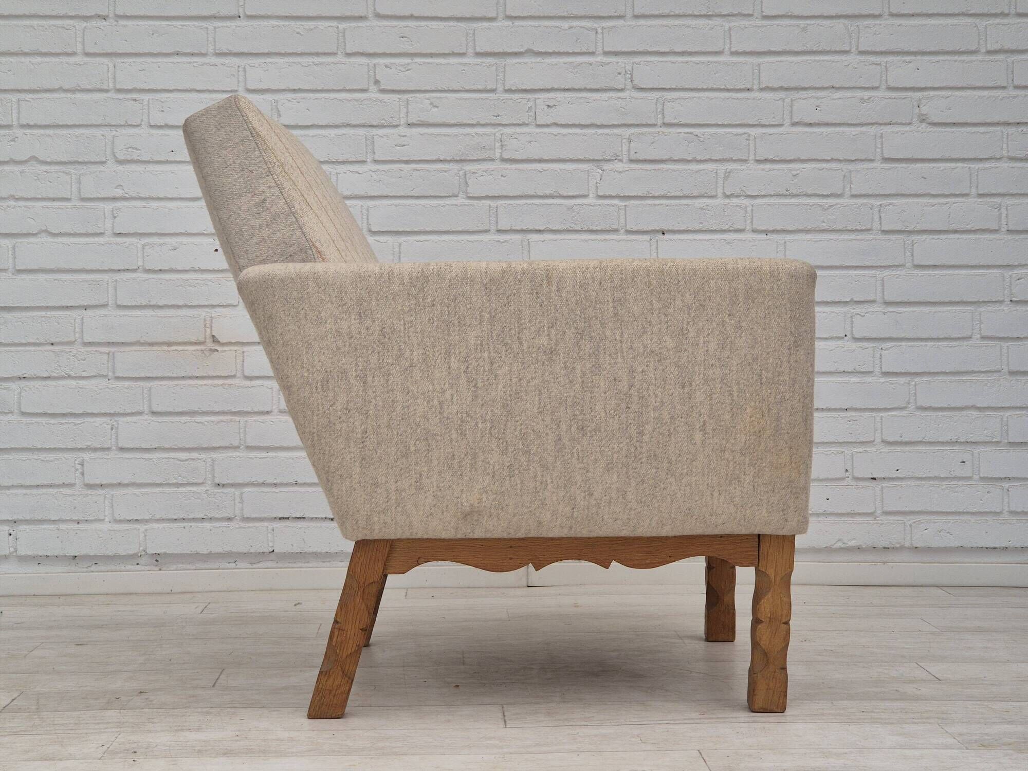 1970s, Danish lounge chair, furniture wool, oak wood, original condition.