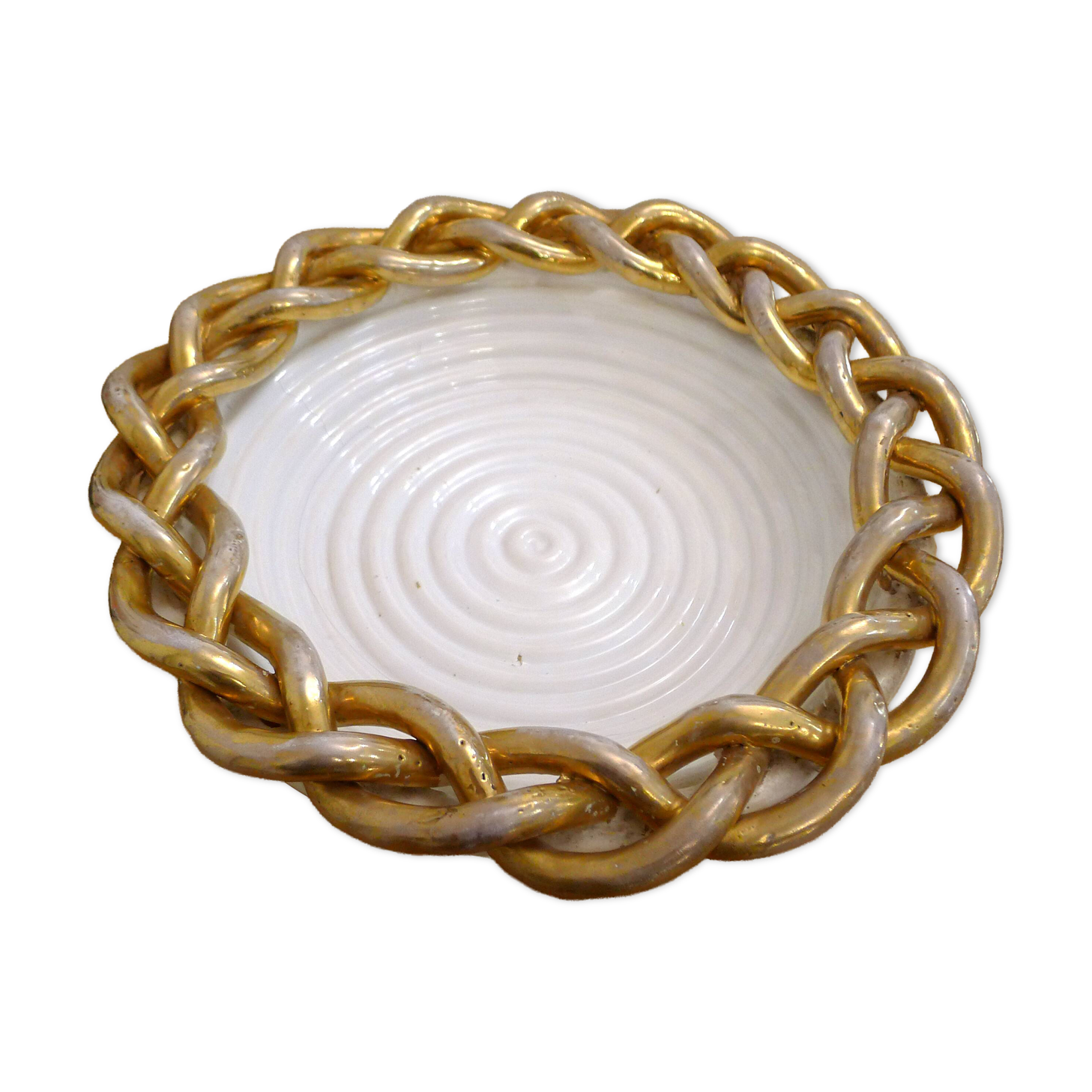 Woven coupe plate 1950s by E. Tessier