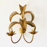 Golden palm leaf sconce