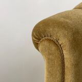 Mid century gold fringed velvet tub armchair