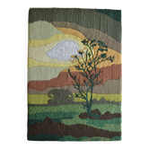 Vintage 70's tapestry by Françoise Leroux 46x32 cm