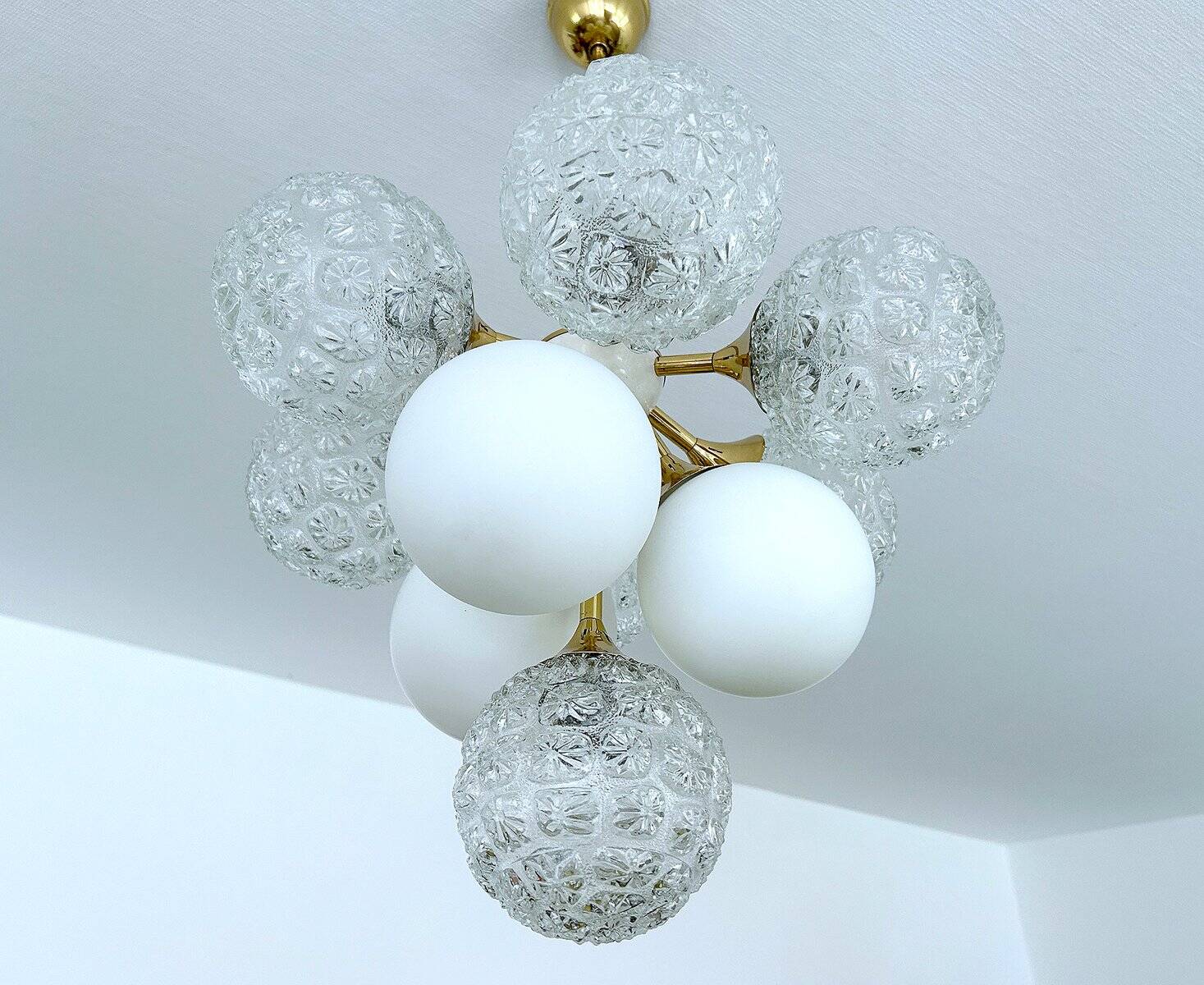 Large  Vintage Glass Pendant Light, 1960s