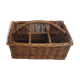 Basket carries glasses or cutlery in wicker.