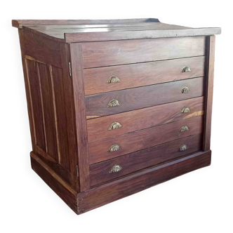 Meuble à cartes Compagnie des Indes anglaises 19e siècle Largeur 122 cm