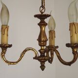French Antique Art Nouveau Style 3-Light Quality Bronze Chandelier