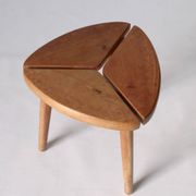 Scandinavian Tripod Pinewood and Beech Stool, 1950s