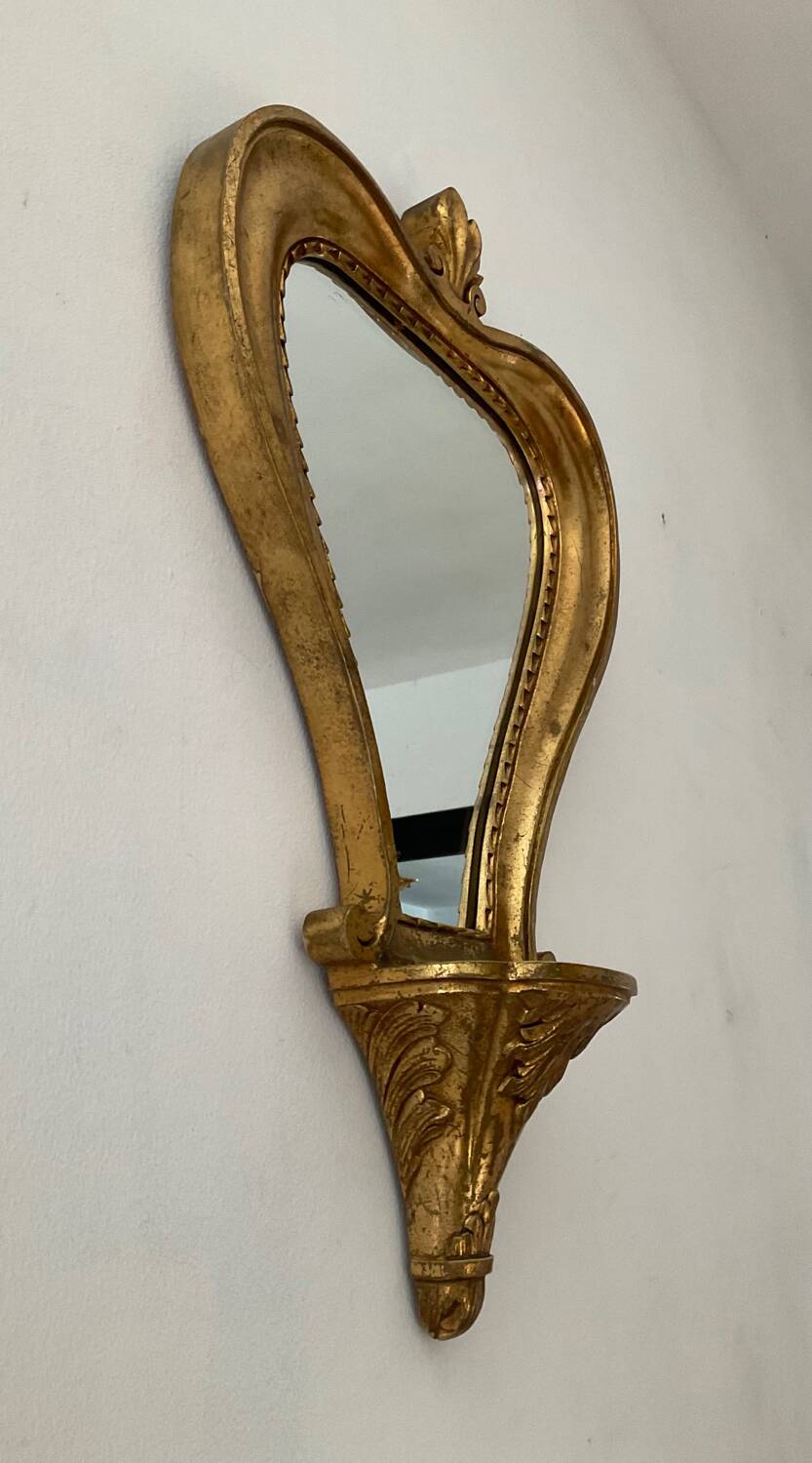 Miroir doré vintage avec selette