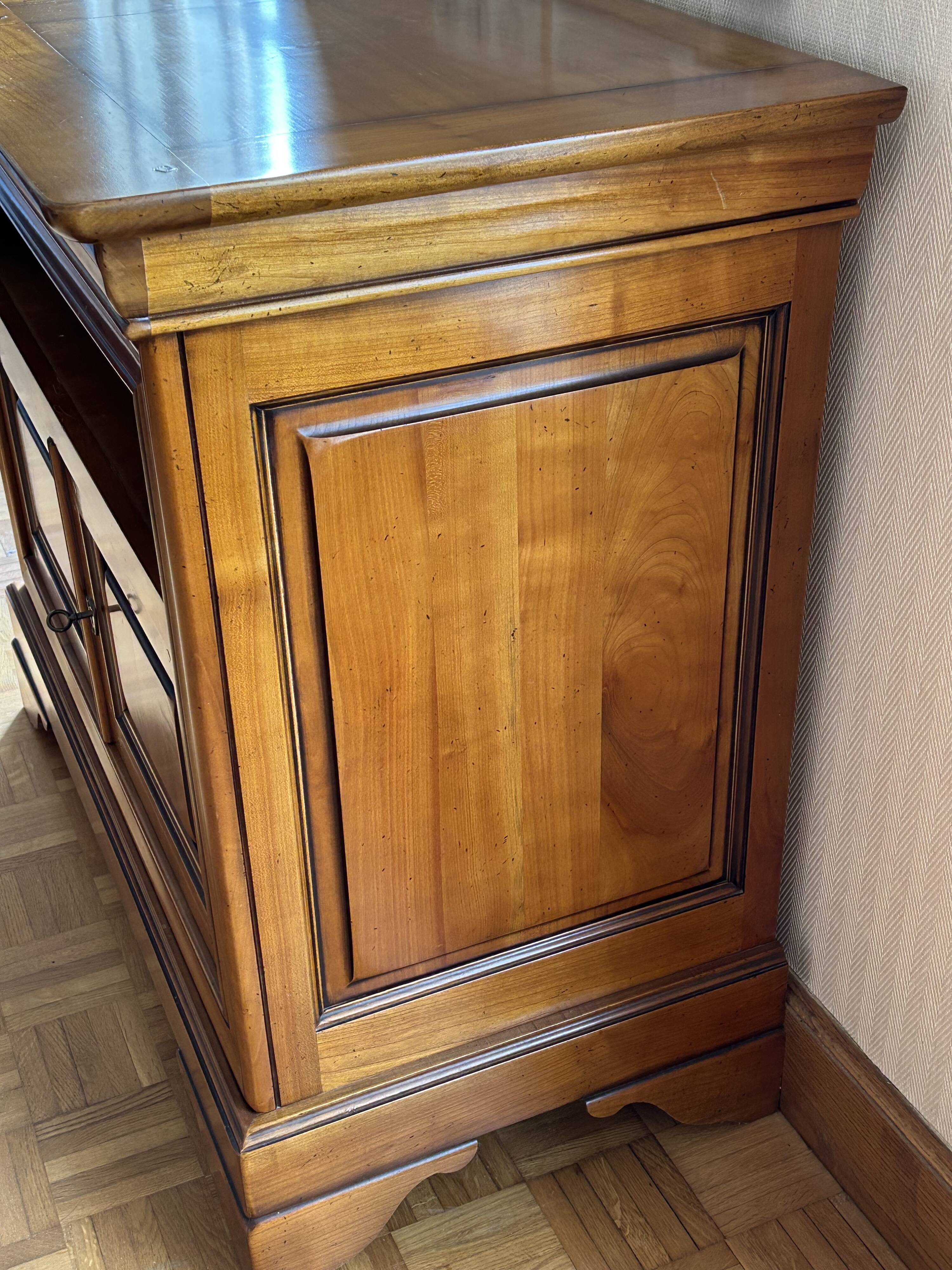 Louis Philippe solid cherry wood TV cabinet.