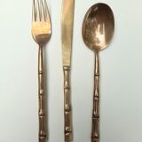 Service 12 personne couverts laiton bambou bronze
