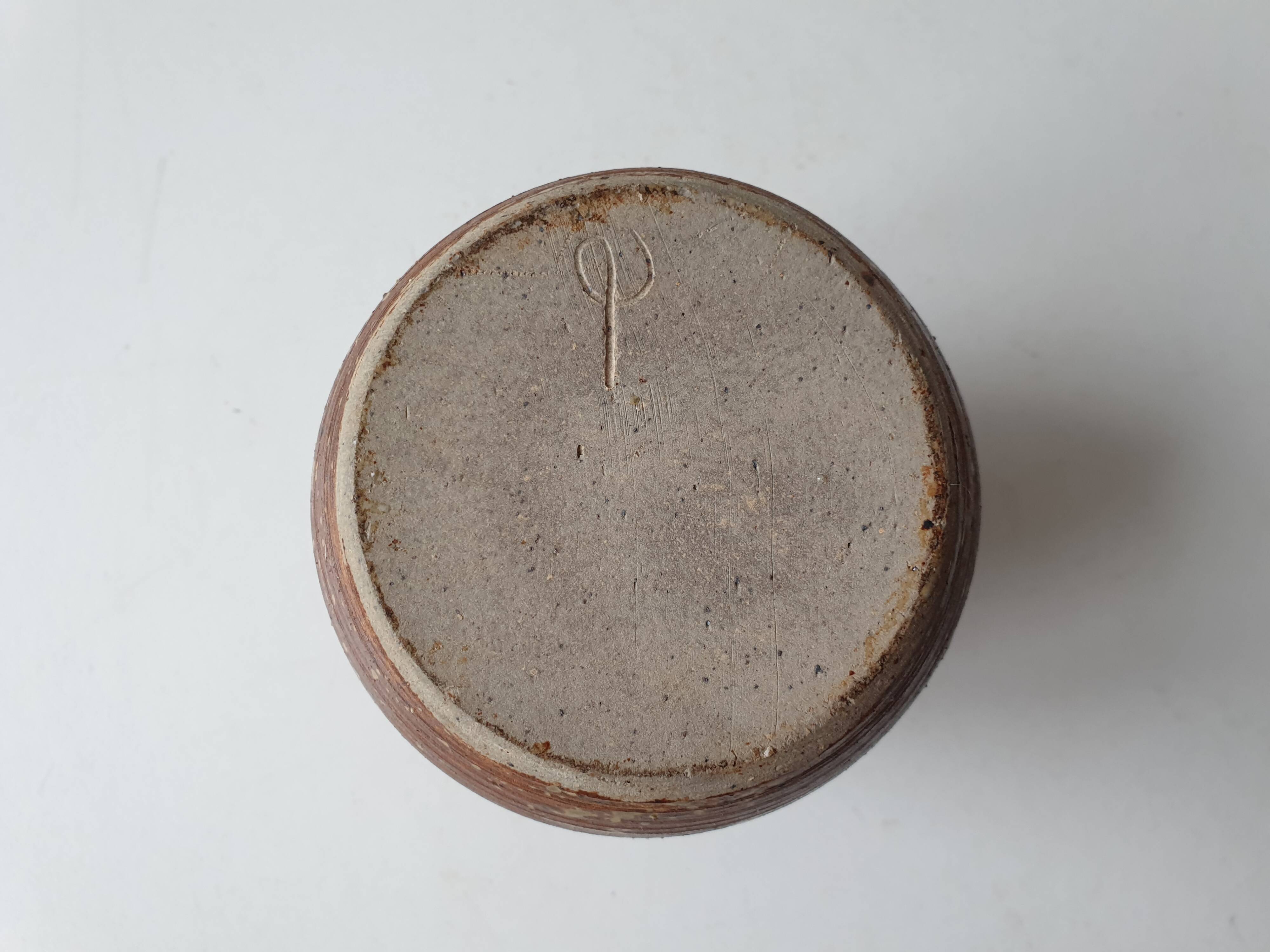 Pyrite stoneware ceramic vase, diabolo shape, signed Monogram Phi