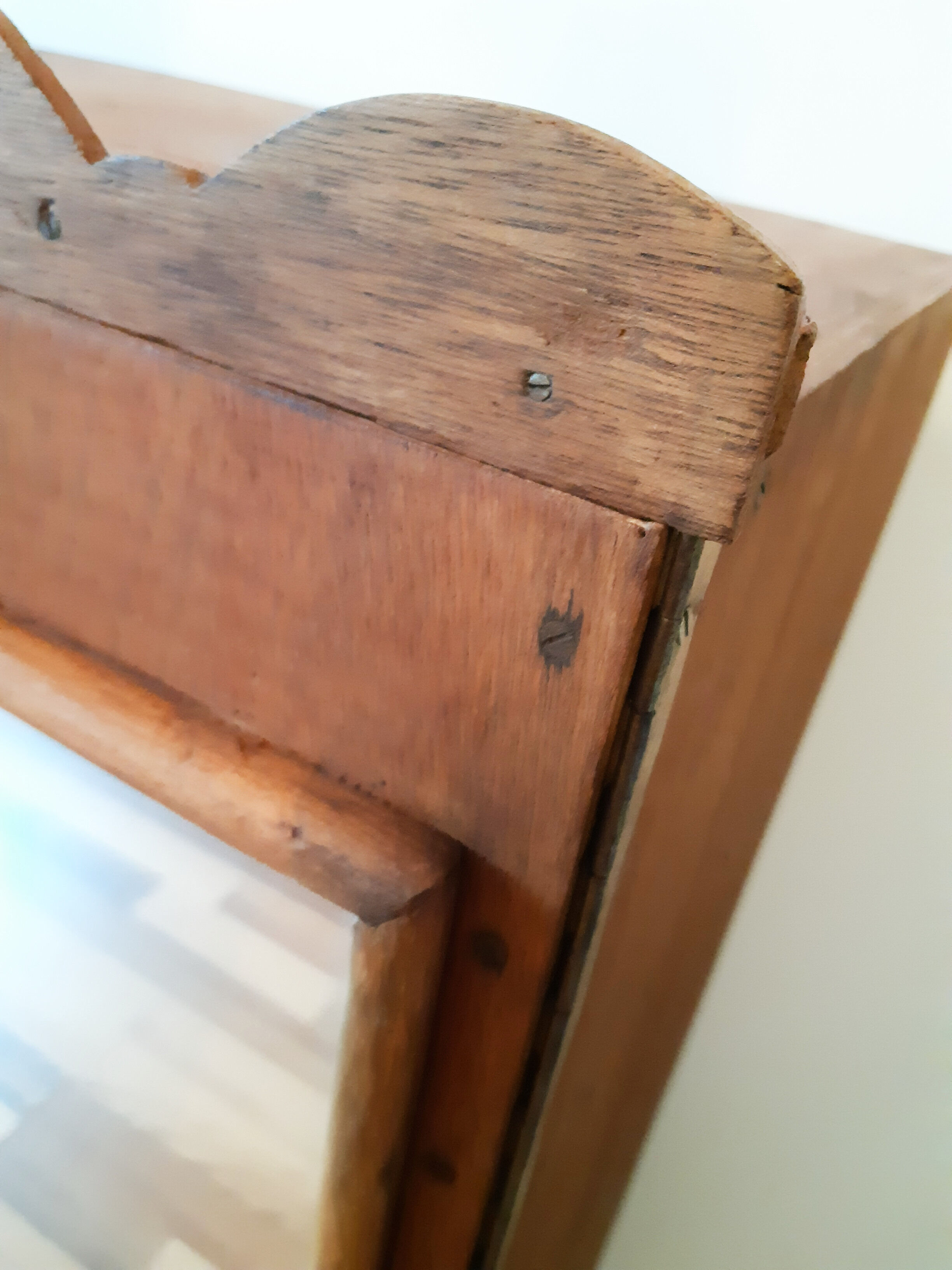 Handcrafted wooden doll cabinet, vintage French 50s