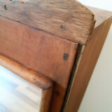 Handcrafted wooden doll cabinet, vintage French 50s