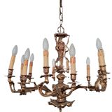 Lampadario in bronzo a 12 luci in stile Luigi XVI