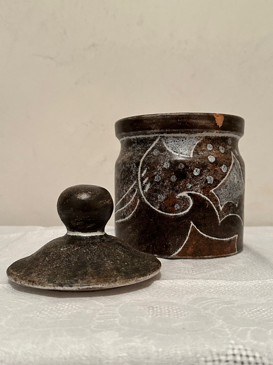 Large ceramic pot with lid by Bernard Buffat