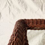 Vintage rectangular woven rattan wall mirror