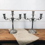 Pair of Italian tin candlesticks