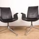 Paire de fauteuils Danois en Cuir Noir et Acier chromé, modèle FK 6725 Fabricius & Kastholm by Knoll