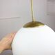 Large mid-century italian opaline & brass sphere pendant lamp