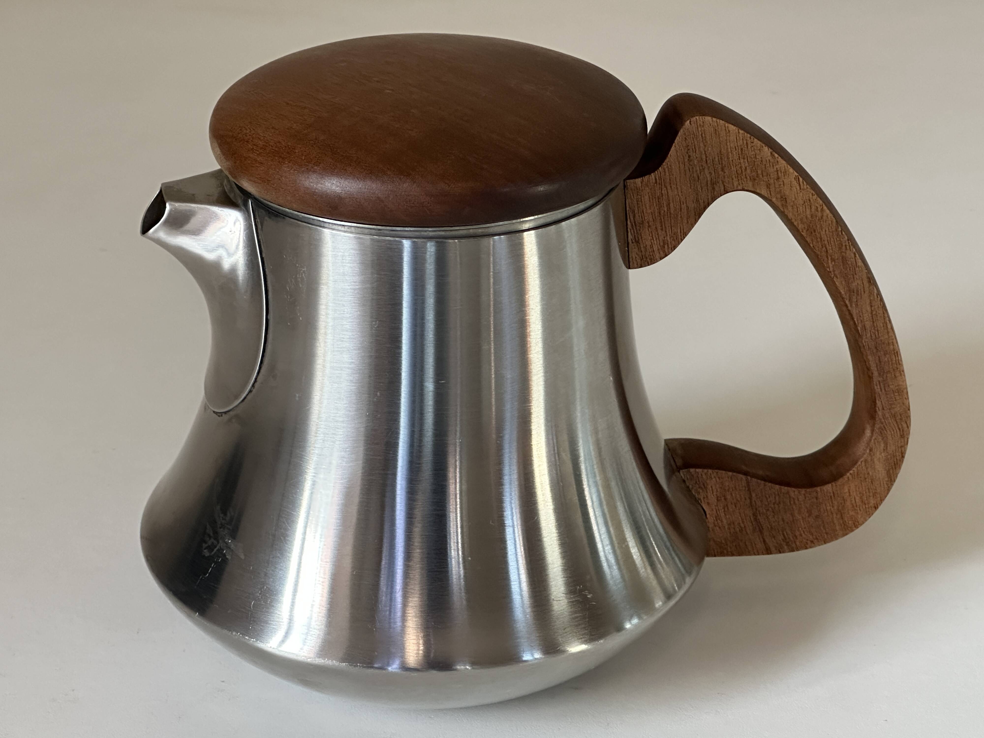 Rémy Letang stainless steel teapot, vintage design, 60s and 70s