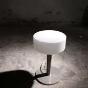 Temde table lamp with opaline glass shade and stainless steel base – 1970s