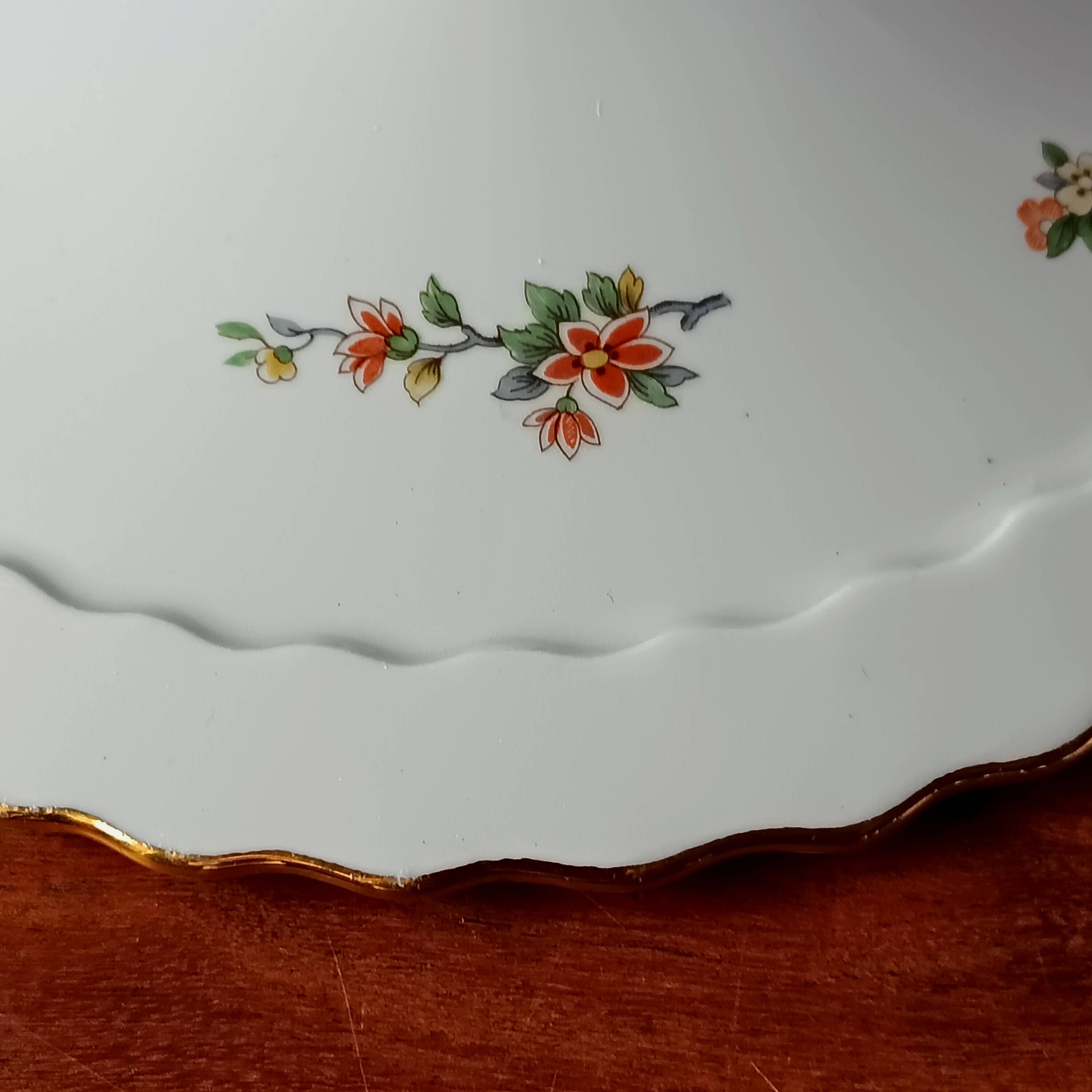 Vintage soup tureen, Vitriam porcelain France, Phoenix on a flowering branch.